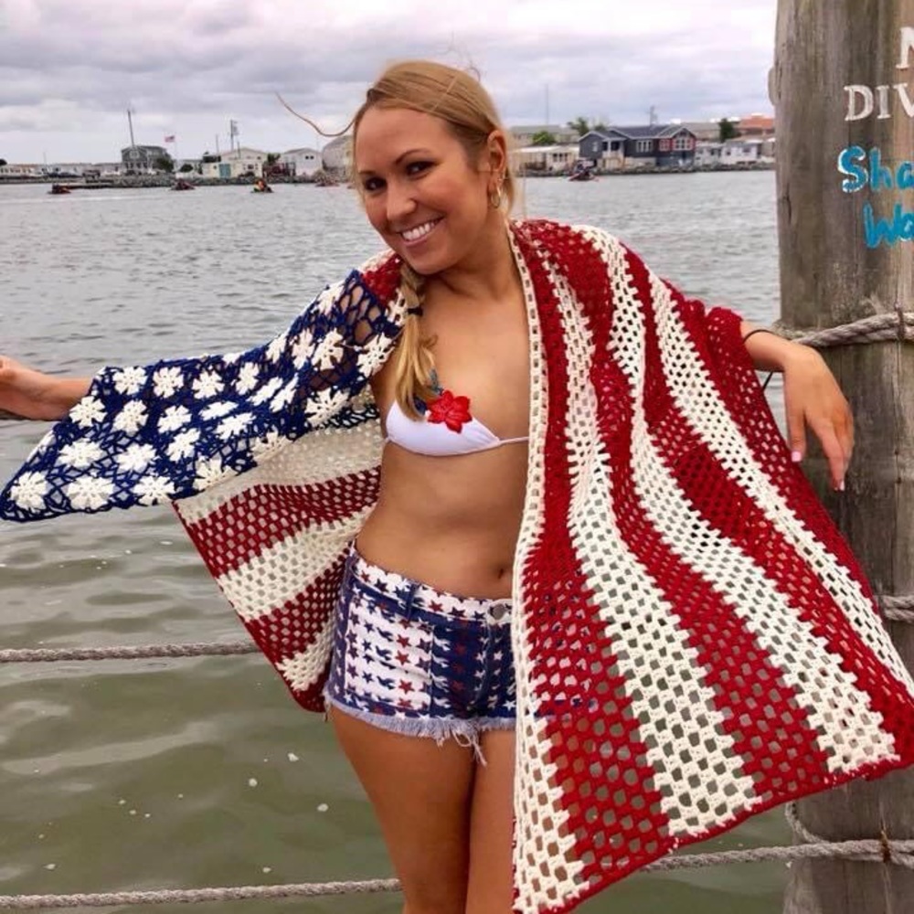 Free people crochet American Flag shawl 🇺🇸